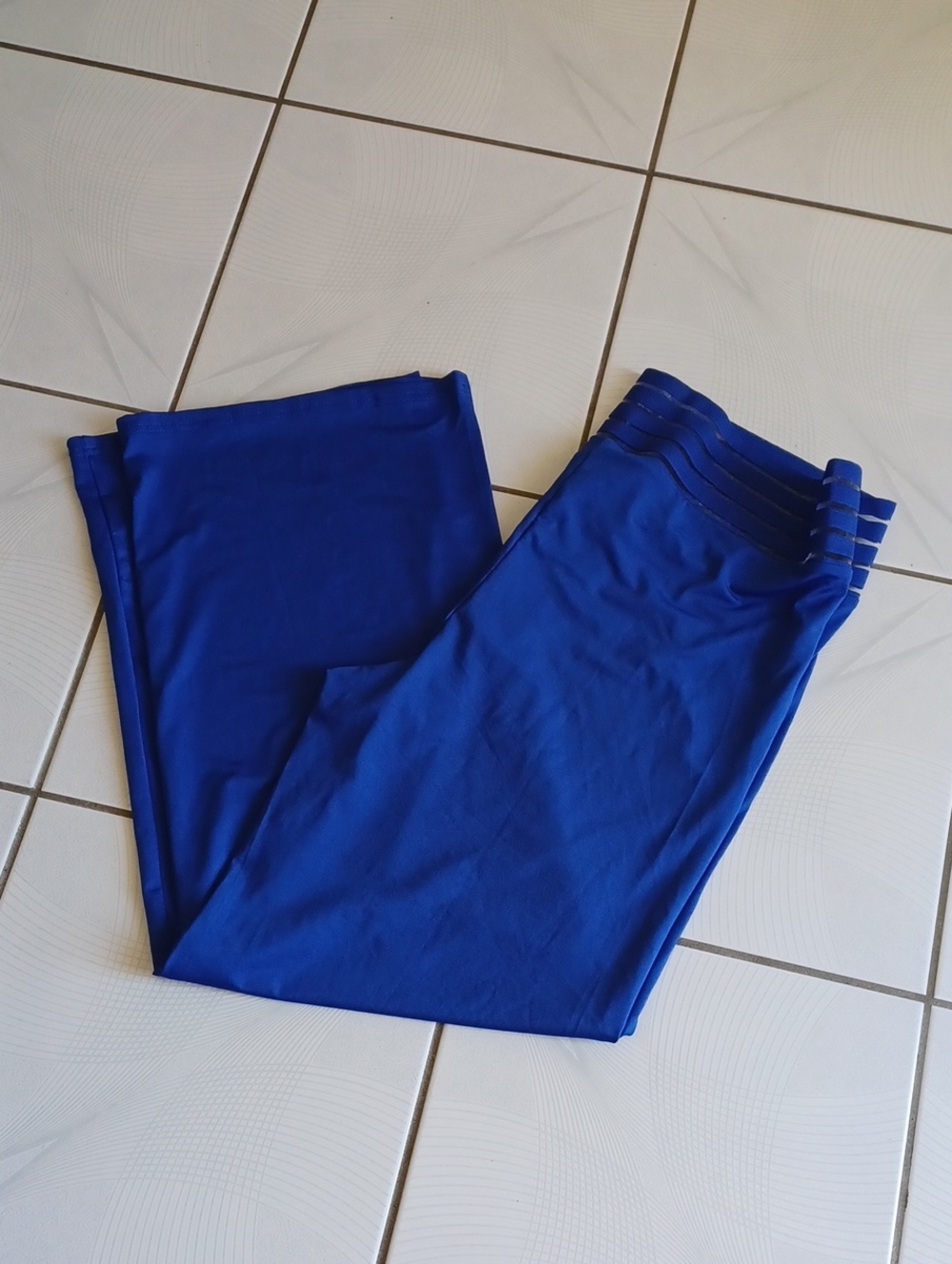 4/$80 New Royal Blue Wide Leg Pants With Striped Yoga-Style Waistband - Size 3XL